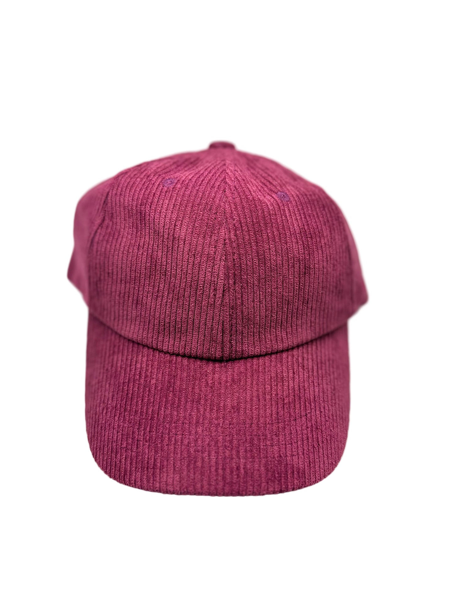Wine-colored Orchard Plum corduroy human hat designed to match The Golden Life dog hats, photographed on a white backdrop.