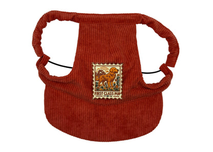 🍎 Corduroy Dog Hat – Golden Gala (Red/Orange)