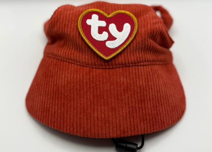 🍎 Corduroy Dog Hat – Golden Gala (Red/Orange)