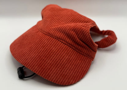 🍎 Corduroy Dog Hat – Golden Gala (Red/Orange)