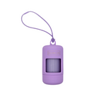 Lavender Purple dog poop bag holder dispenser with clip, includes one roll of bags for easy leash attachment.
