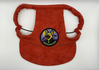 🍎 Corduroy Dog Hat – Golden Gala (Red/Orange)