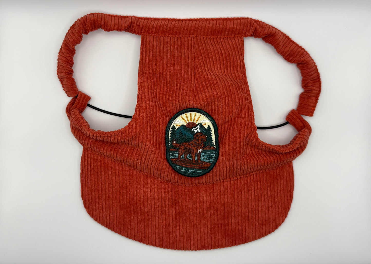 🍎 Corduroy Dog Hat – Golden Gala (Red/Orange)