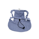 Back view of light purple corduroy dog hat showing adjustable chin strap, ear openings, and soft curved brim — The Golden Life Lilac Daydream.
