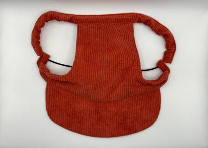 🍎 Corduroy Dog Hat – Golden Gala (Red/Orange)
