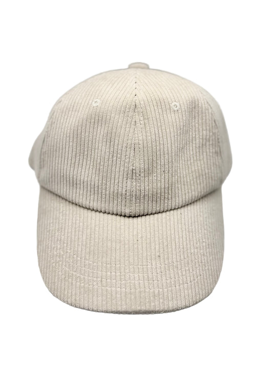 A cream corduroy human hat designed to match The Golden Life dog hats.