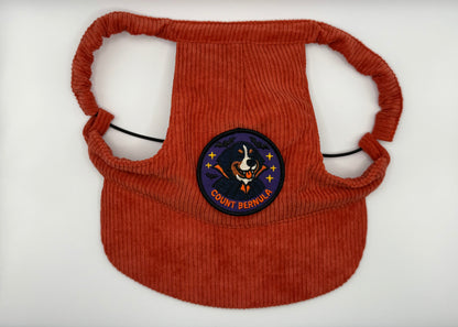 🍎 Corduroy Dog Hat – Golden Gala (Red/Orange)