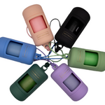 Full set of Golden Life dog poop bag holders in six colors—Shadow Black, Cotton Candy Pink, Moonlight Blue, Lavender, Evergreen, and Pistachio—clip-on design with bags included.