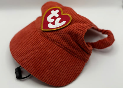 🍎 Corduroy Dog Hat – Golden Gala (Red/Orange)